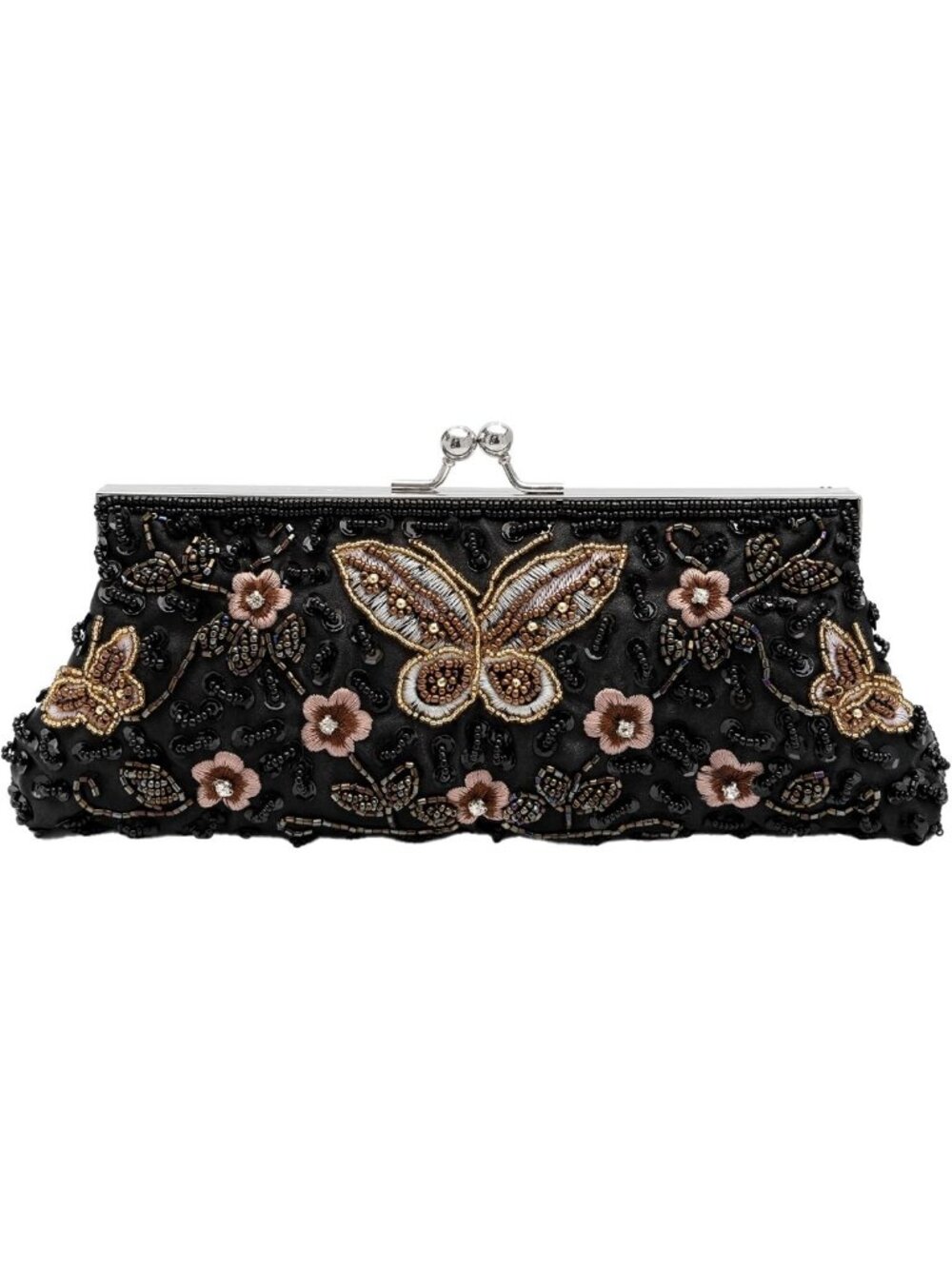Elegant Beaded Butterfly Evening Clutch Purse | Kiss Lock Design for Women